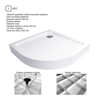 Mereo Sprchový set, spr. kút CK35121Z 90x90x185 biely, Grape, vanička a sifón CK35121ZH