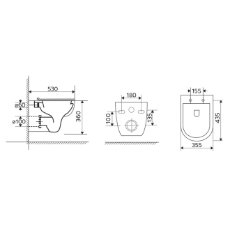 Mereo WC závesné, RIMLESS, 530x355x360, keramické, vrátane sedátka CSS113S VSD81S