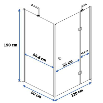 Sprchovací kút Rea Madox U 90x120cm