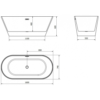 MEXEN FLAVIA vaňa voľne stojaca 160x80x58 bielo-čierna, 54031608075
