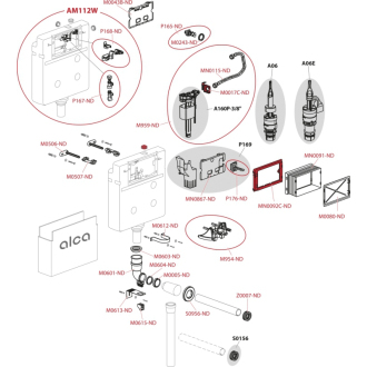 ALCA AM112W Basicmodul - WC nádrž na zamurovanie