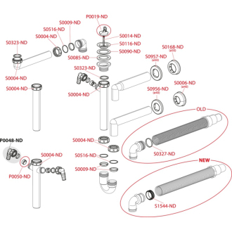 ALCA A84-DN50/40 Sifón rúrkový s prevlečnou maticou 6/4&quot;, dvoma prípojkami a flexi hadicou