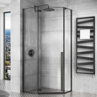 Rea sklenený kout priehľadný 1000 x 1000 x 1950 Diamond Black REA-K5623