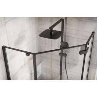Rea sklenený kout priehľadný 1000 x 1000 x 1950 Diamond Black REA-K5623
