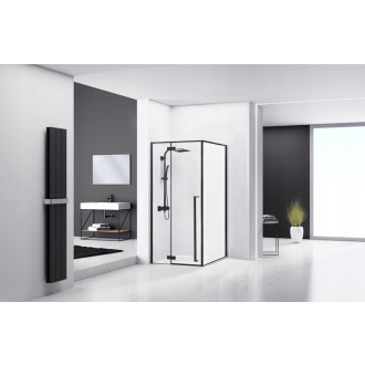 Rea sklenený kút priehľadný bez vaničky 900x900x1900 mm Fargo Black REA-K6318