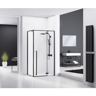 Rea sklenený kout priehľadný bez vaničky 800x1000x1900 mm Fargo Black REA-K6950
