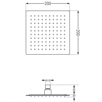 MEXEN SLIM Sprchová hlavica 20x20 cm chróm 79120-00