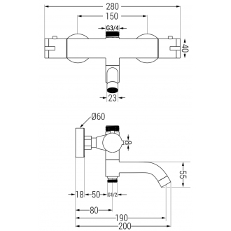 MEXEN KAI spr./vaňová batéria-termostatická, biela 77900-20