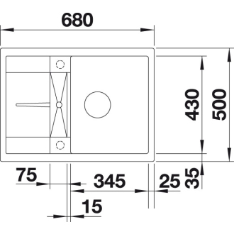 Blanco METRA 45 S Compact 525912 drez s odkvapom, obojstranný čierna drez vstavaný