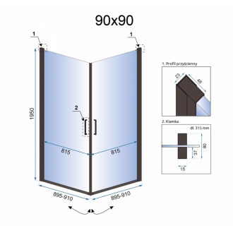 Rea Sprchovací kút Abra 90x90 REA-K5502