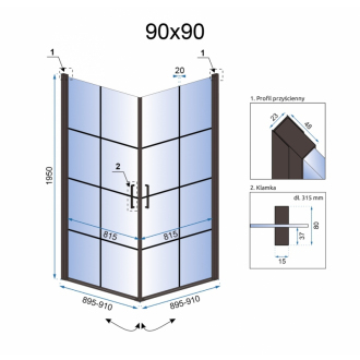 Rea Sprchovací kút Rubik 90x90 REA-K9231