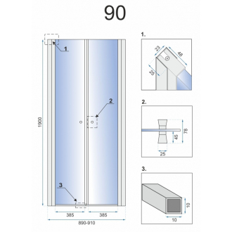 Rea Priehľadné sprchové dvere 900x1900 Western Space N2 REA-K9993