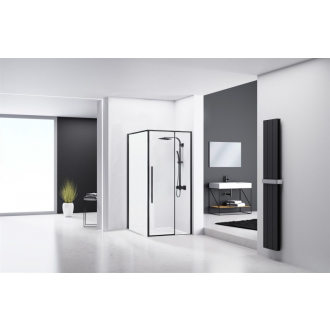 Rea Sprchovací kout z priehľadného skla 900x900 Solar Black REA-K6412