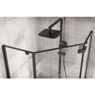 Rea sklenený kout priehľadný 1000 x 1000 x 1950 Diamond Black REA-K5623