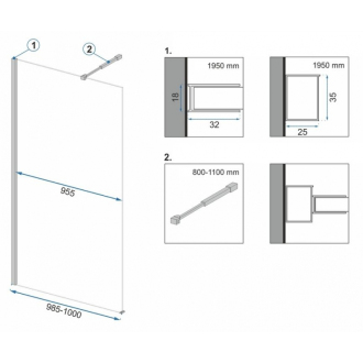 Rea Zástena walk-in Aero Black 100 REA-K6596
