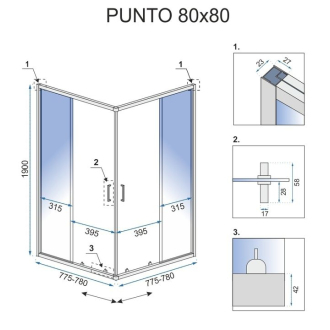 Rea Sprchovací kút Punto 80x80 REA-K0863