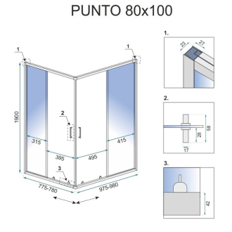 Rea Sprchovací kút Punto Black 80x100 REA-K4806