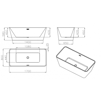 MEXEN MALAGA vaňa voľne stojaca 170x80x58 biela, 51421708000