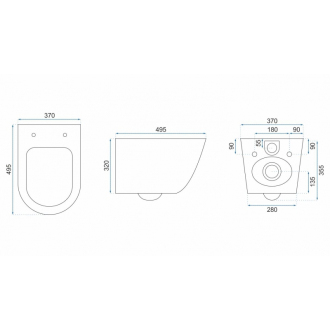 Rea Závesné WC Carlo Mini Rimless Duroplast/Flat/ZM Black Mat REA-C8489