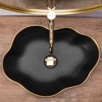 REA Umývadlo na dosku Pearl Black Gold Edge REA-U0692