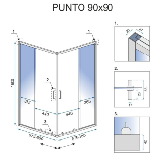 REA Sprchovací kút Punto chróm 90x90 REA-K0867
