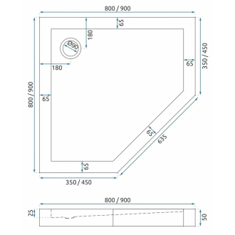 Rea Sprchová vanička Diamond Black 90x90 REA-K8543