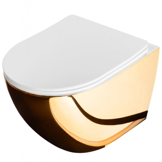 REA Závesné WC Carlo Rimless Duroplast/Slim Gold White REA-C0669