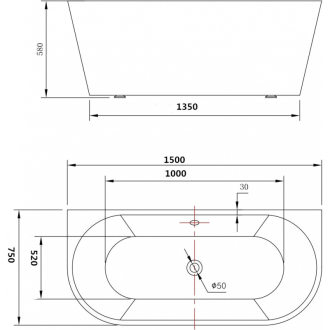 MEXEN OVAL vaňa voľne stojaca 150x75x58 52671507500