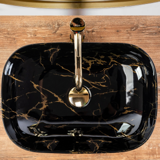 Rea Umývadlo na dosku Belinda Black Marble Shiny REA-U8907