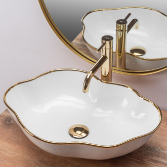 Rea Umývadlo na dosku Pearl Gold Edge REA-U0696
