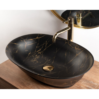 Rea Umývadlo na dosku Roma Marble Black Mat REA-U5609