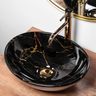 Rea Umývadlo na dosku Sofia Marble Black Shiny REA-U5611