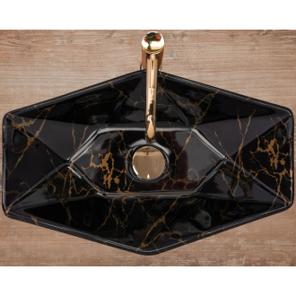 Rea Umývadlo na dosku Vegas Marble Black Shiny REA-U5603