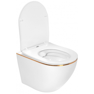 Rea Závesné WC Carlo Mini Rimless Duroplast Gold Edge REA-C1222