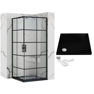 Rea Sprchovací kút Concept black 80x100 REA-K6389