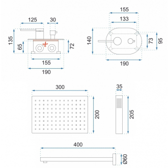 Rea Oval Podomietkový sprchový set + box, čierna REA-P8467