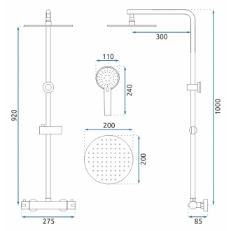 Rea Bliss Sprchový termostatický set, čierna matná REA-P8804