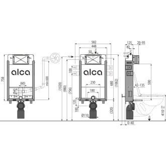 ALCA AM115/1000V Renovmodul - Predstenový inštalačný systém s odvetrávaním pre zamurovanie