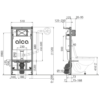 ALCA AM101/1120W Sadromodul - Predstenový inštalačný systém pre suchú inštaláciu