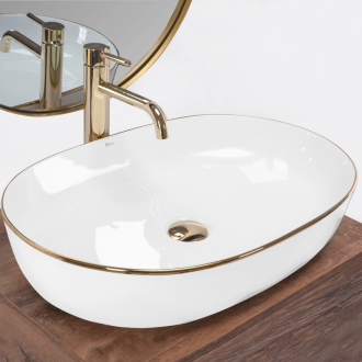 Rea umývadlo na dosku Cleo - white gold edge REA-U6211