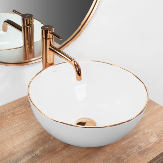 Rea umývadlo na dosku Stella - rose gold edge REA-U7444