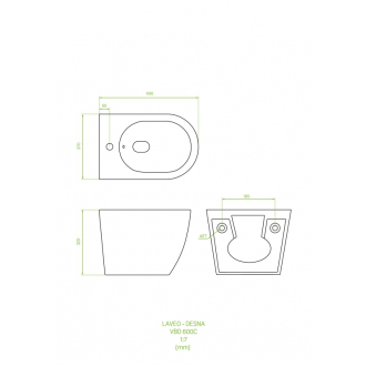 Laveo DESNA VBD_600C Závesný bidet, biela