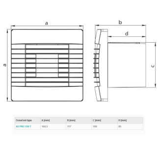 HACO ventilátor s žalúziou, časový dobeh 100 mm biely AVPRO100T