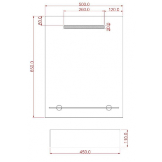 LINEA II - zrkadlo s osvetlením a poličkou 500 x 650 mm (š xv) OLNZLIN2