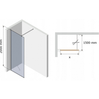 MEXEN KIOTO sprchová stena walk-in 140x200 cm 8mm čierny vzor - 1, 800-140-000-00-77