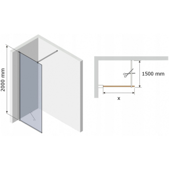 MEXEN KIOTO sprchová stena walk-in 100x200 cm 8mm čierny vzor - 2, 800-100-000-00-78