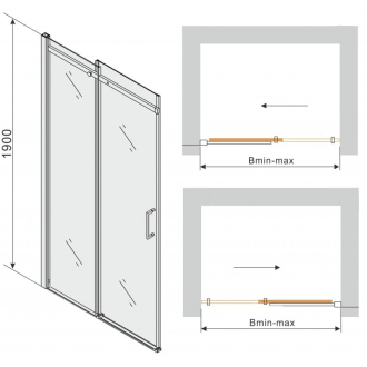 MEXEN OMEGA sprchové dvere 140x190 cm 8 mm chróm-číre 825-140-000-01-00