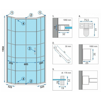 Rea Hex sprchovací kút 80x80, čierna REA-K8969