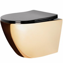 Rea Carlo Flat Mini WC závesná misa bez splachovacieho okruhu Zlatá/Čierna REA-C8990