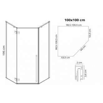 Rea Diamond sprchovací kút 90x90, zlatá REA-K6616